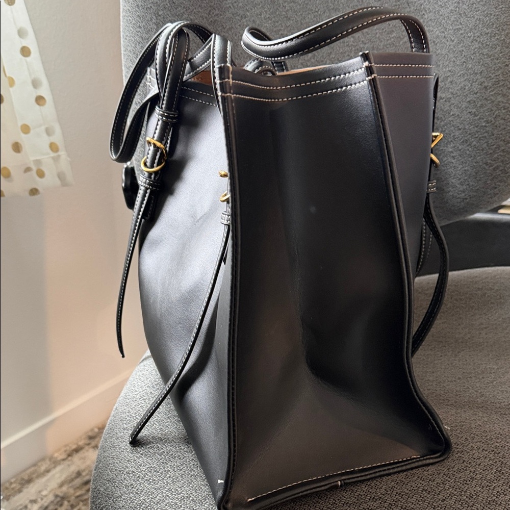 Italian Leather Black Tote Bag Made in Italy - Picture 5 of 15